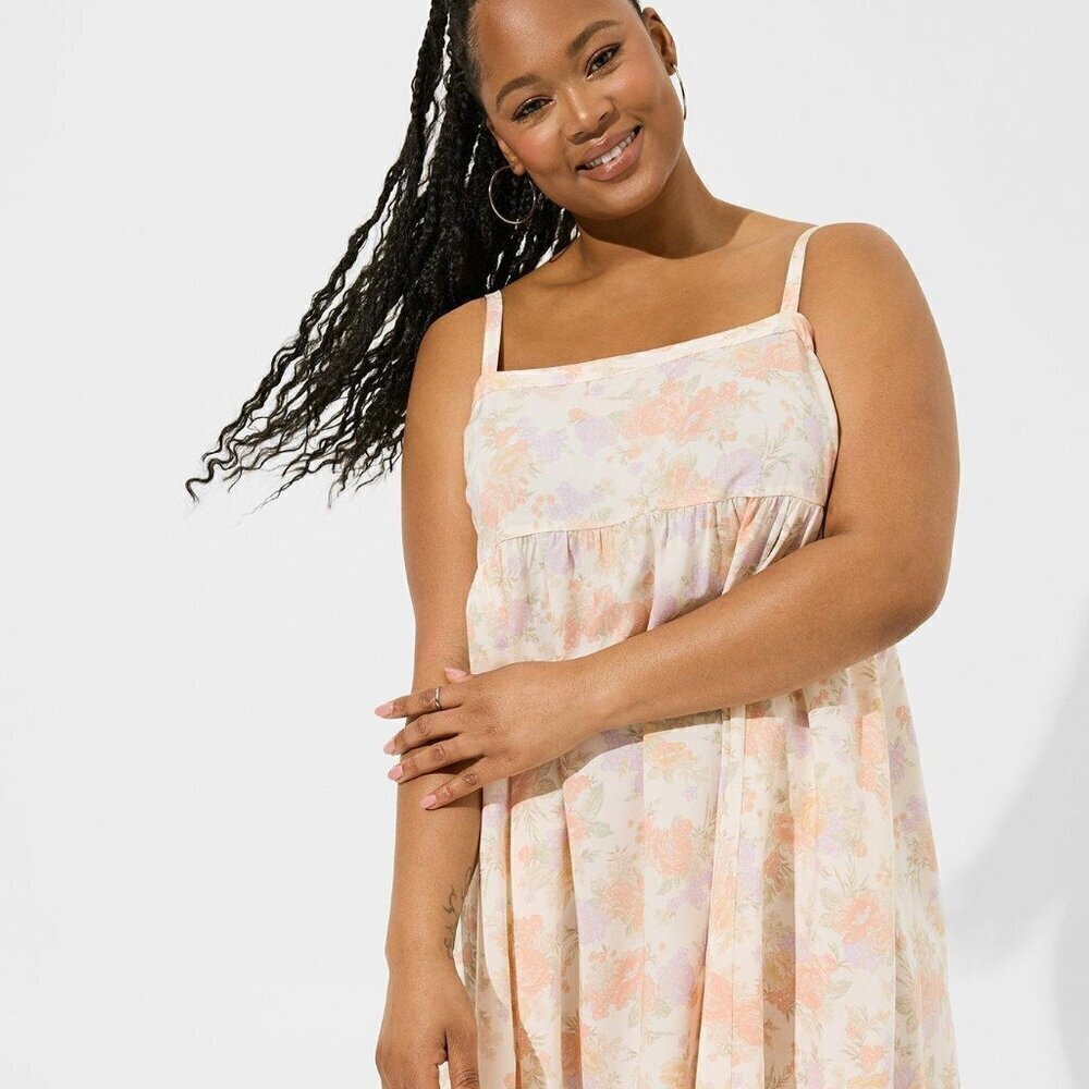 Torrid - Mini Challis Sleeveless Sundress in Lush Floral Dew​​​​​​​​